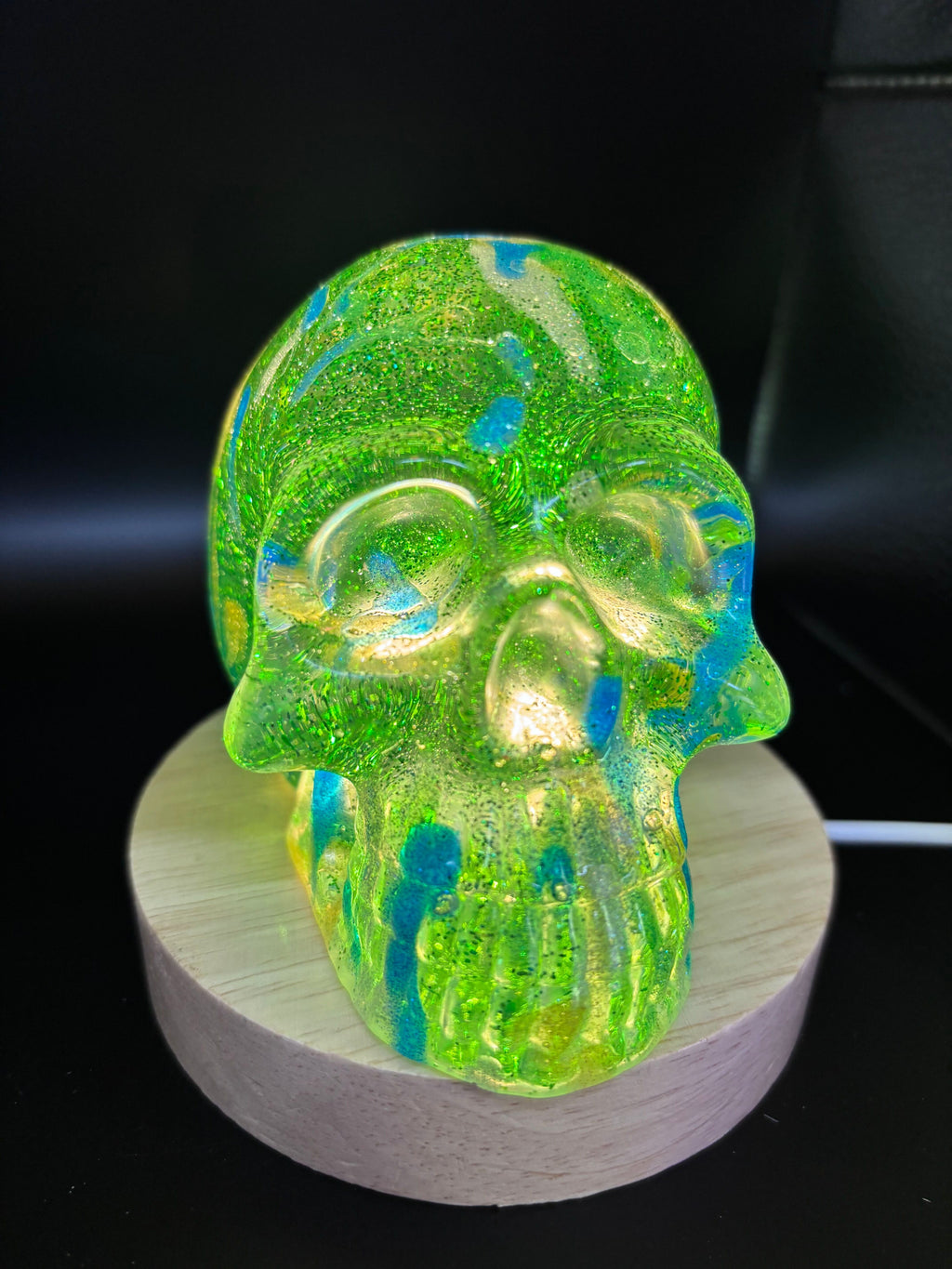 Resin Skull with Blue Highlights