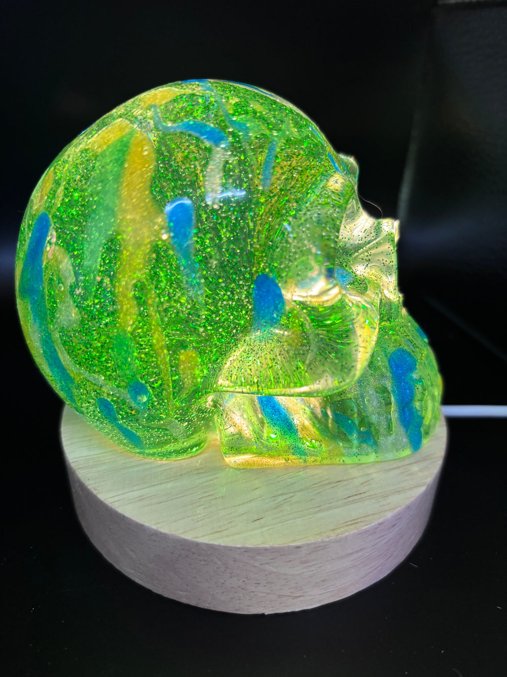 Resin Skull with Blue Highlights