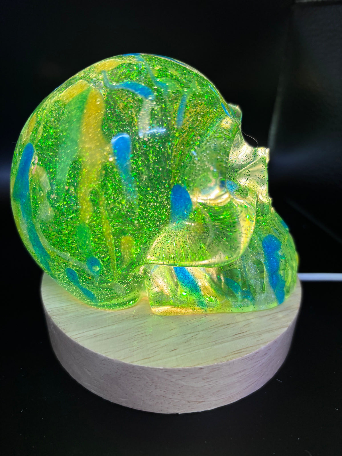 Resin Skull with Blue Highlights