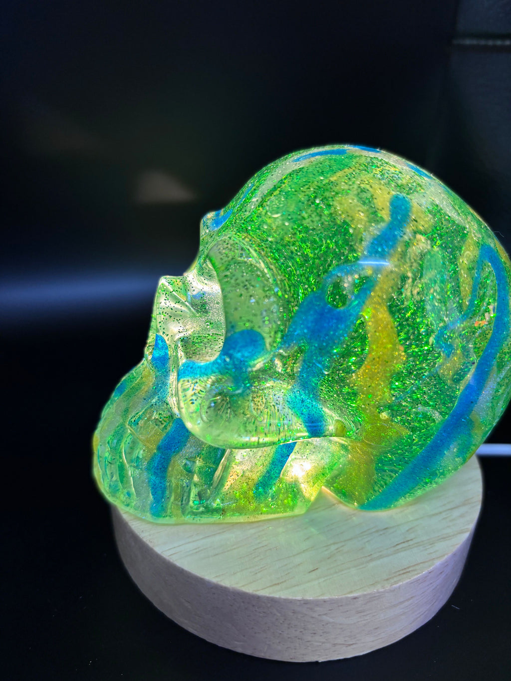 Resin Skull with Blue Highlights