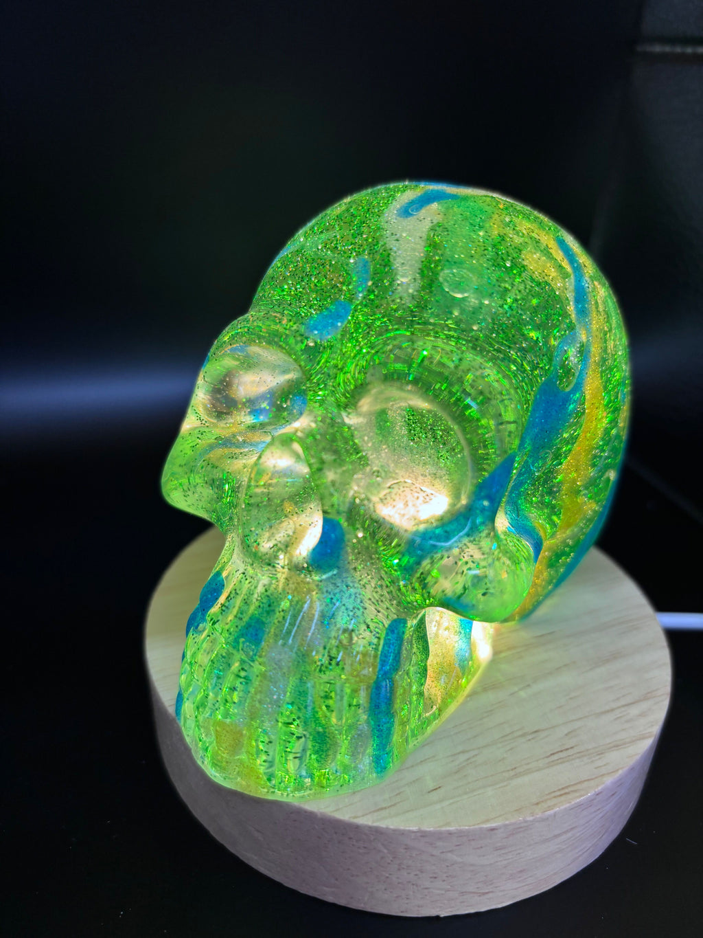 Resin Skull with Blue Highlights