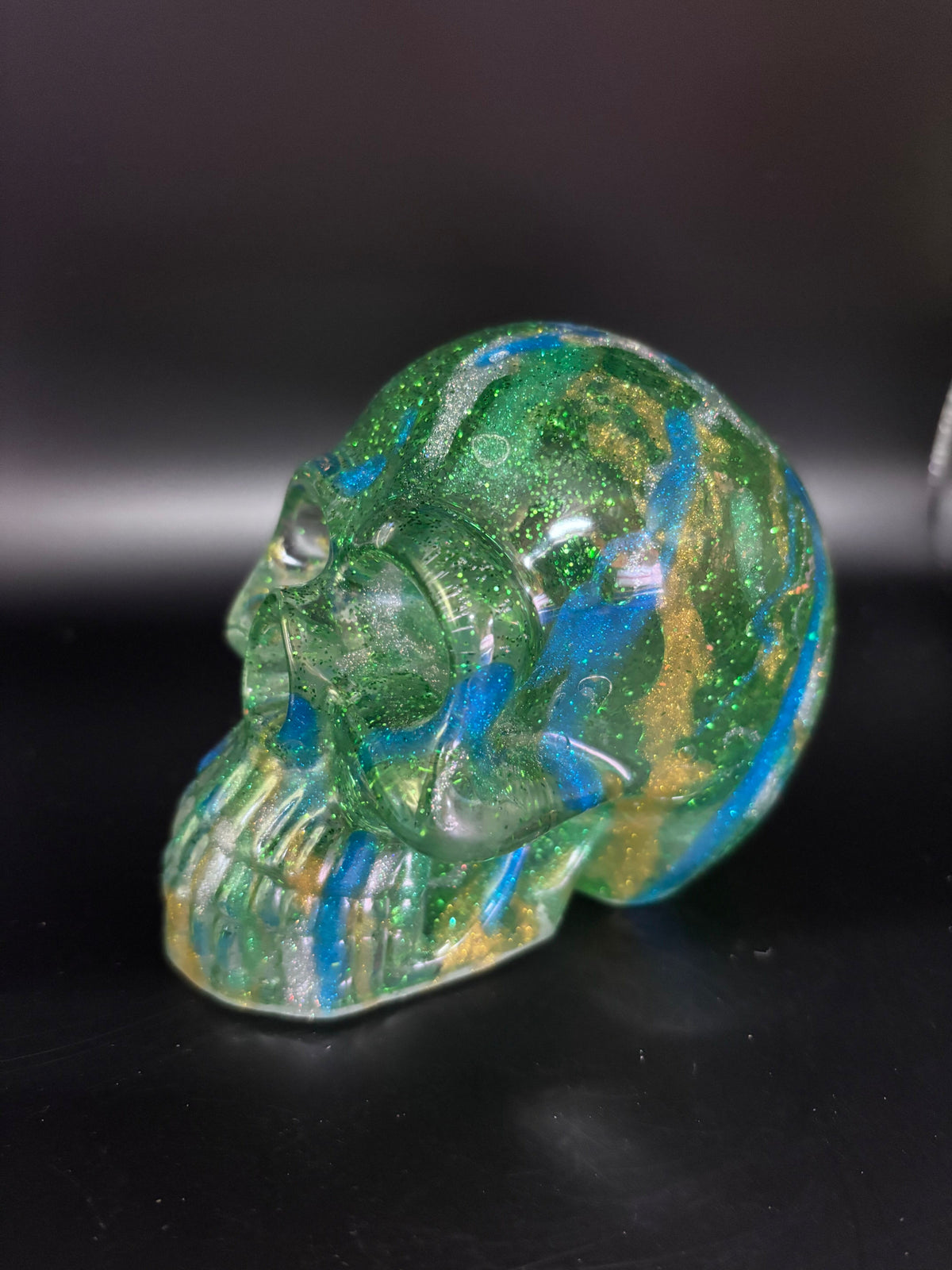 Resin Skull with Blue Highlights