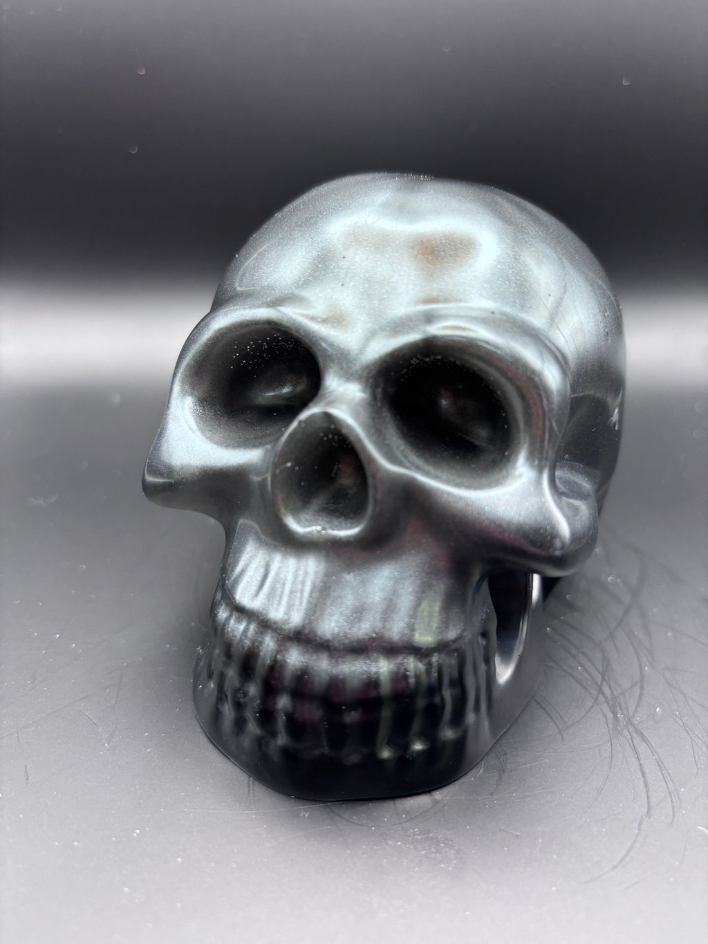 Resin Skull Black with Sparkles.