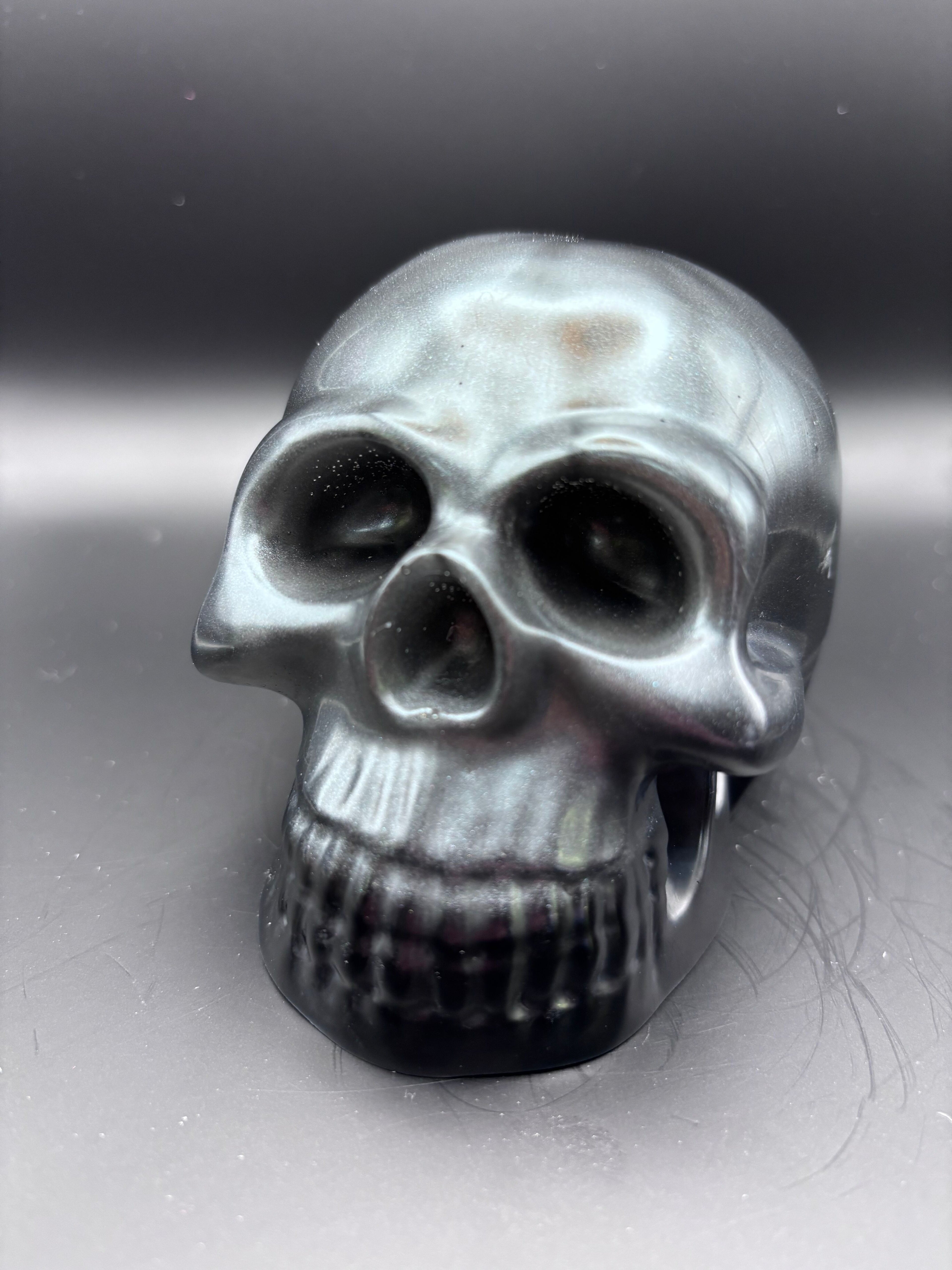 Resin Skull Black with Sparkles.