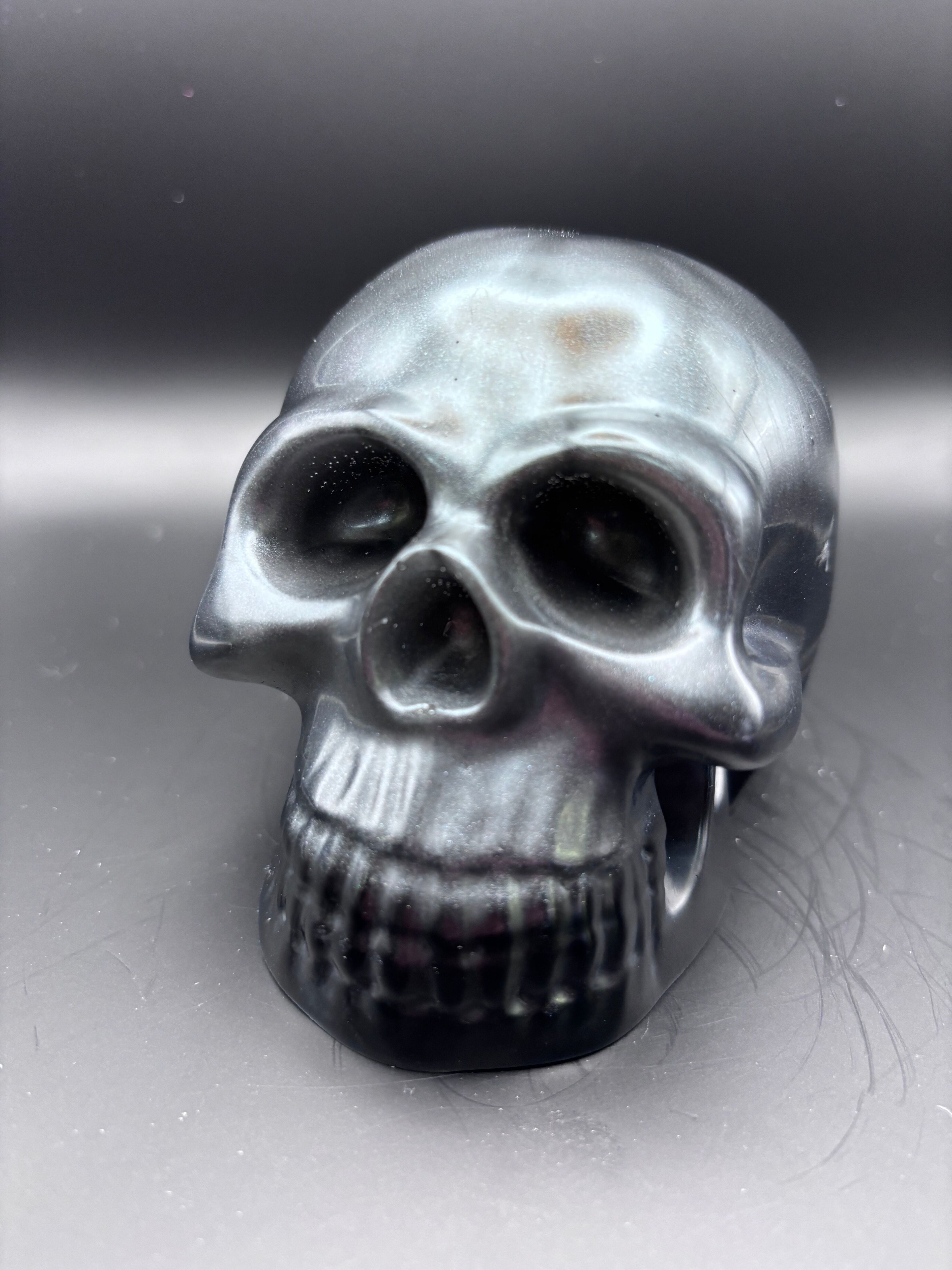 Resin Skull Black with Sparkles.