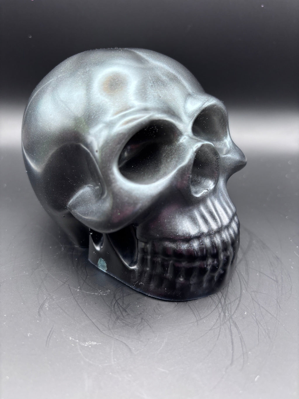 Resin Skull Black with Sparkles.