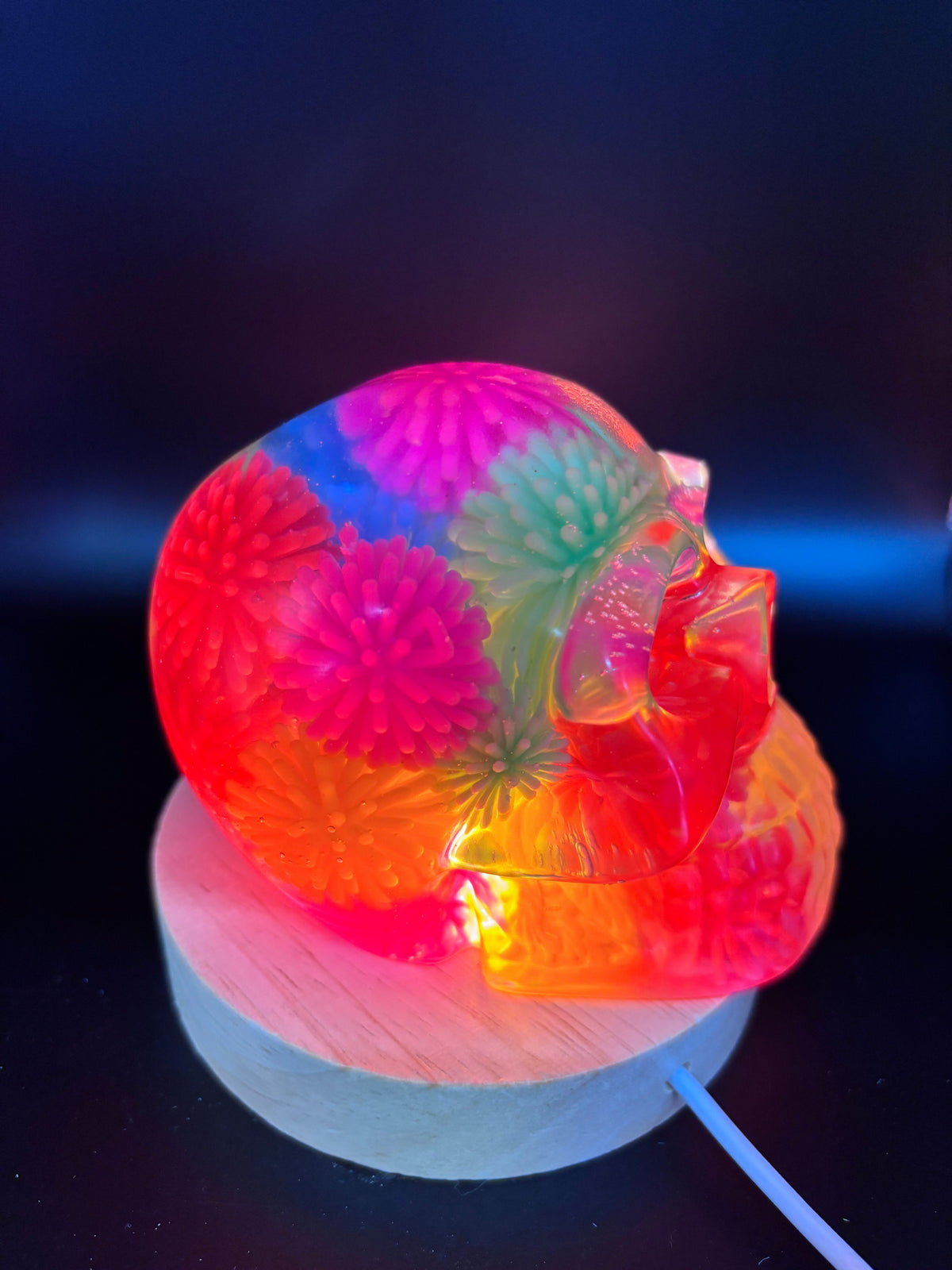 Resin Skull with Colorful Spiked Balls