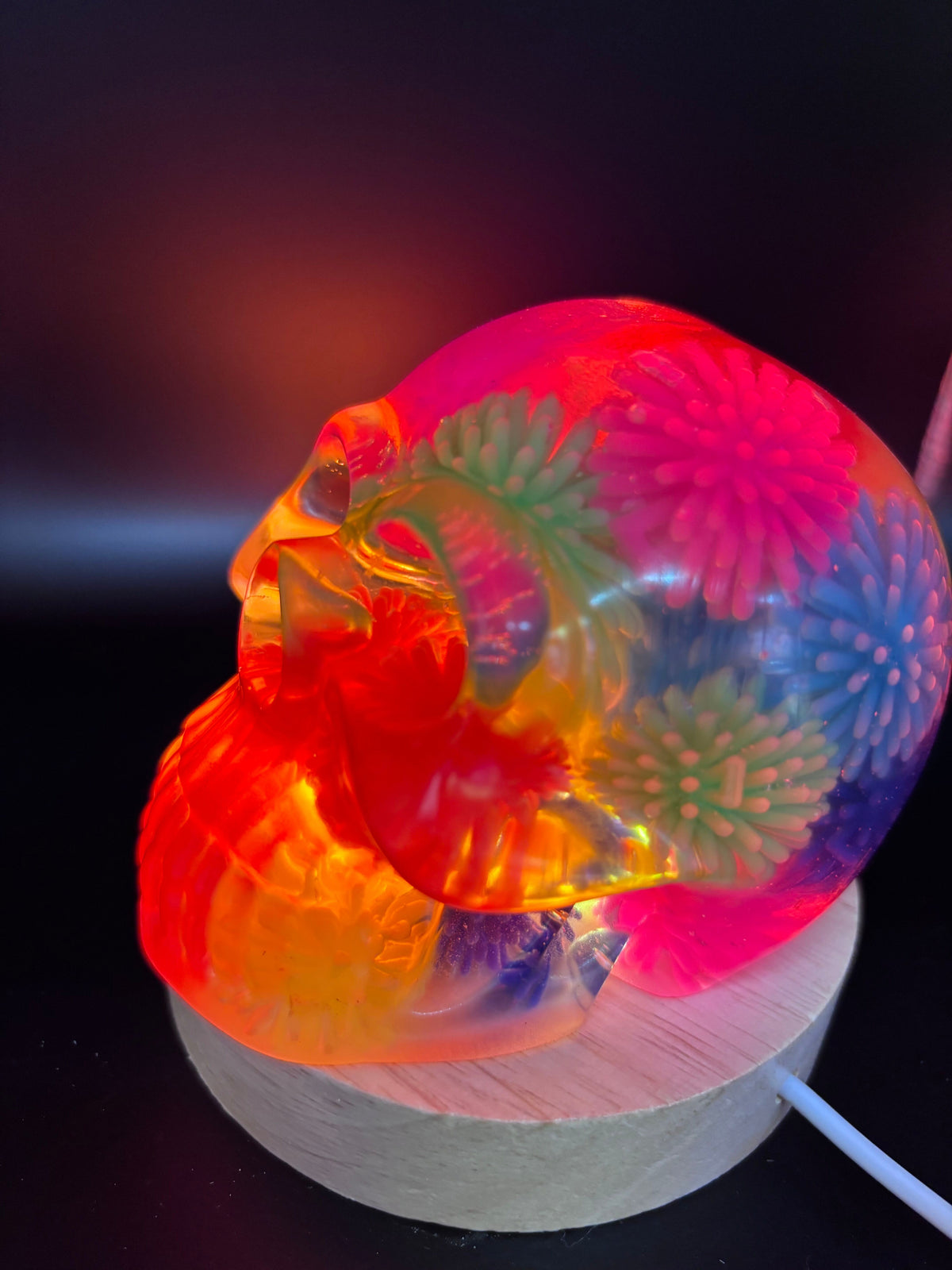 Resin Skull with Colorful Spiked Balls
