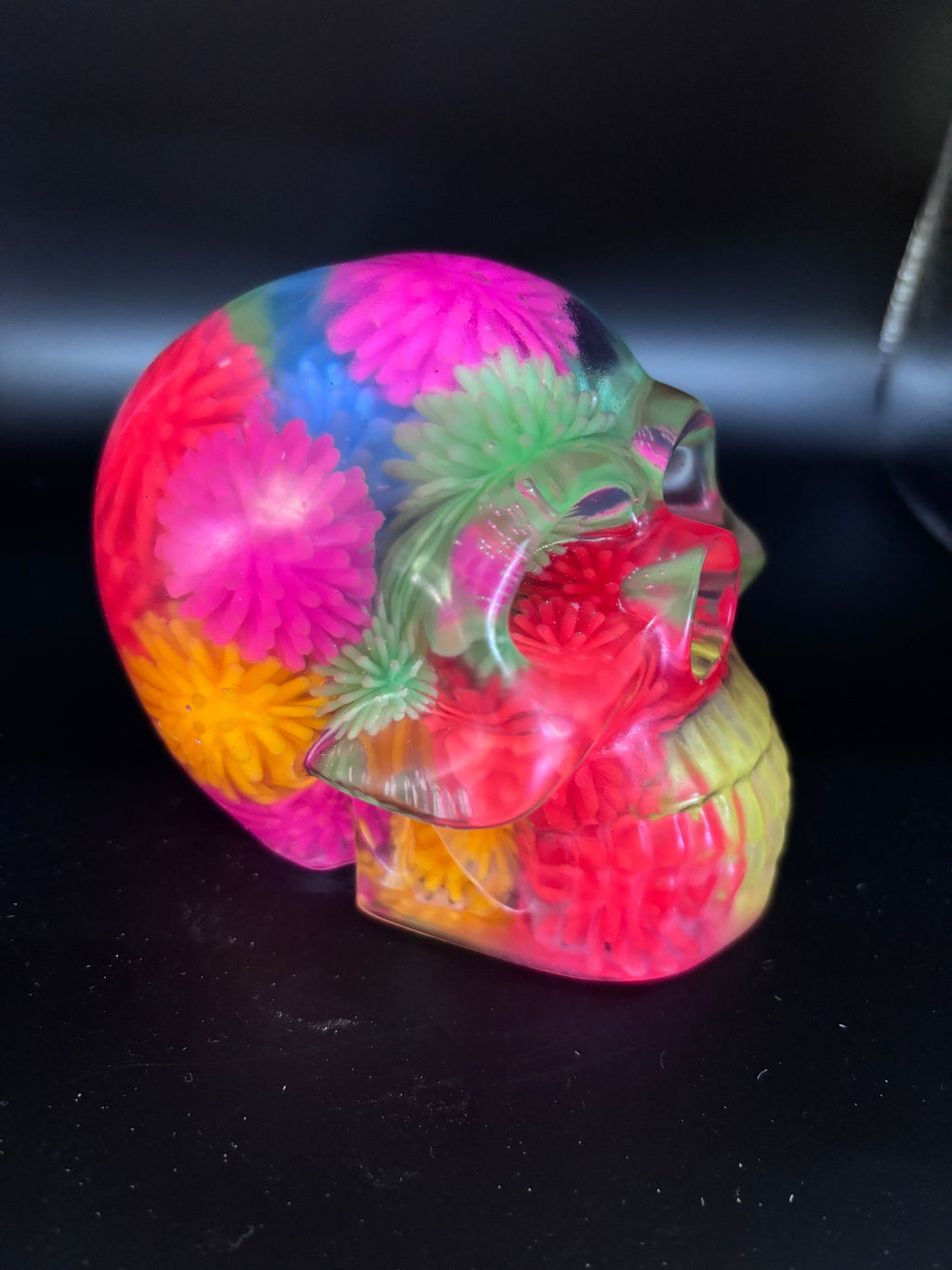 Resin Skull with Colorful Spiked Balls