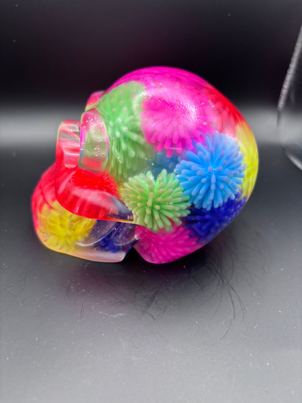 Resin Skull with Colorful Spiked Balls