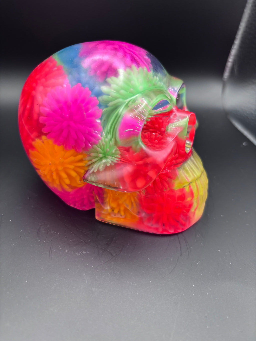 Resin Skull with Colorful Spiked Balls