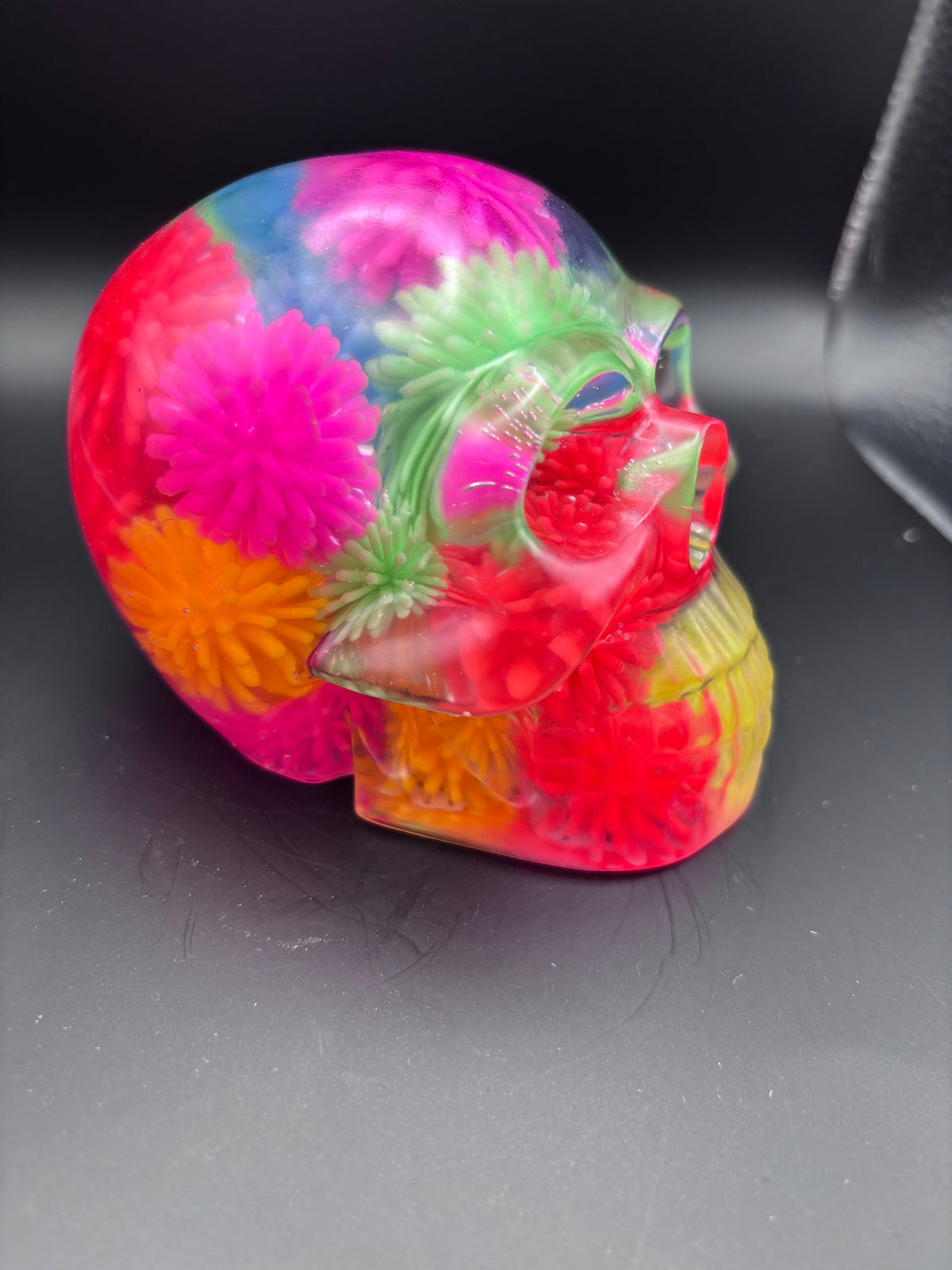 Resin Skull with Colorful Spiked Balls