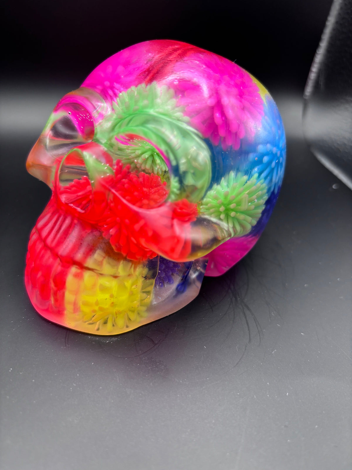 Resin Skull with Colorful Spiked Balls